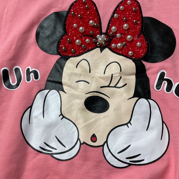 Ai Mei Pink Embellished Minnie Mouse Sweatshirt SM - Picture 4 of 7